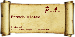 Prasch Aletta névjegykártya